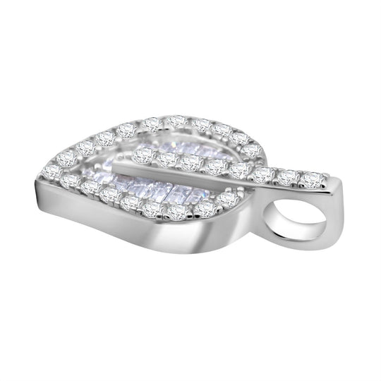 LUSTRO STELLA - Weißer Zirkonia Blatt Anhänger 925 Silber rhodiniert