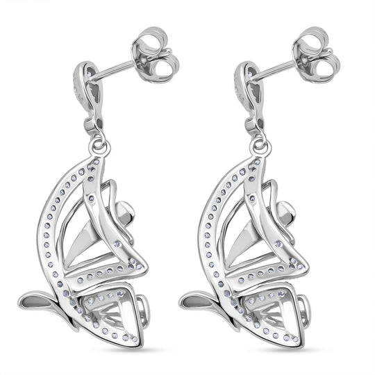 LUSTRO STELLA - Weißer Zirkonia Schmetterling Ohrringe 925 Silber rhodiniert