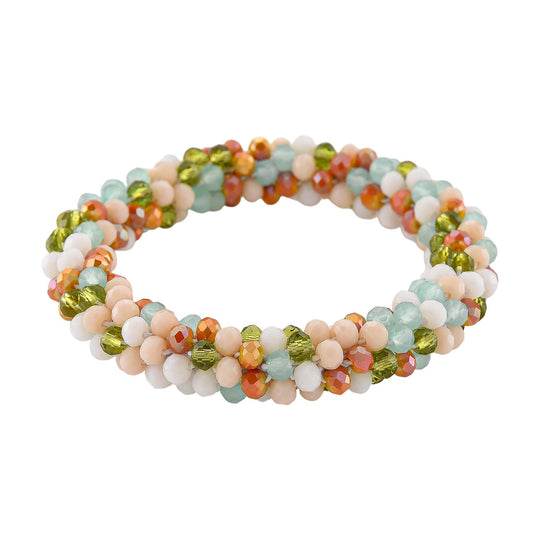 Mehrfarbiges Kristall Armband, flexibel (ca. 16.5 - 19 cm), Lila