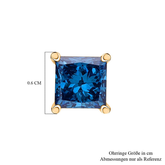 LUXURIANT DIAMOND - Lab Grown Blauer Diamant SI-GH SGL zertifiziert Ohrringe, 925 Silber rhodiniert ca. 1,00 ct.