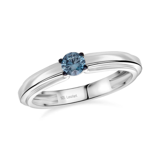 LUXURIANT DIAMOND - Lab Grown Blauer Diamant SI-GH SGL zertifiziert Ring, 925 Silber rhodiniert (Größe 17.00) ca. 0.25 ct