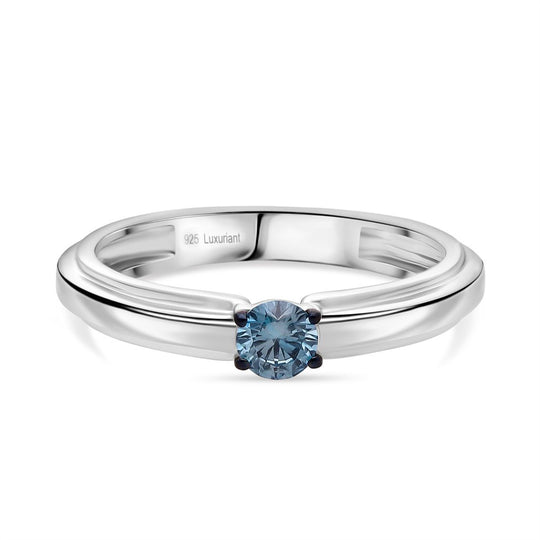 LUXURIANT DIAMOND - Lab Grown Blauer Diamant SI-GH SGL zertifiziert Ring, 925 Silber rhodiniert (Größe 17.00) ca. 0.25 ct