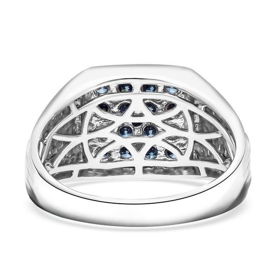 LUXURIANT DIAMOND - Lab Grown Blauer Diamant SI-GH SGL zertifiziert Ring 925 Silber rhodiniert (Größe 19.00) ca. 1.00 ct
