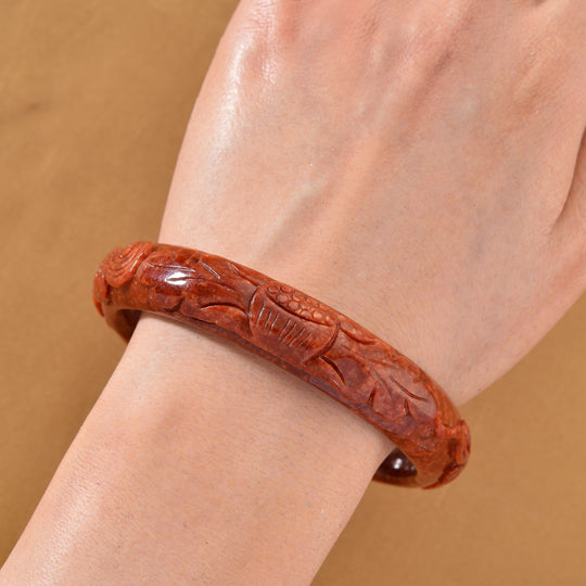 Burmesischer Rote Jadeit Jade Armreif 21 cm ca. 300.00 ct