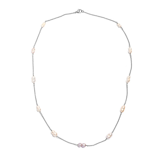 Süßwasser Perle Halskette, 60cm, Edelstahl