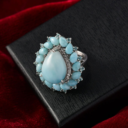 D'Joy Larimar, Weißer Zirkon Ring 925 Silber rhodiniert (Größe 18.00) ca. 21.59 ct