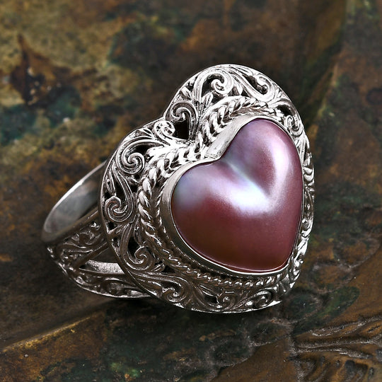 D'Joy Royal Bali- Rosa Mabe Perle (12mm) Ring, 925 Silber