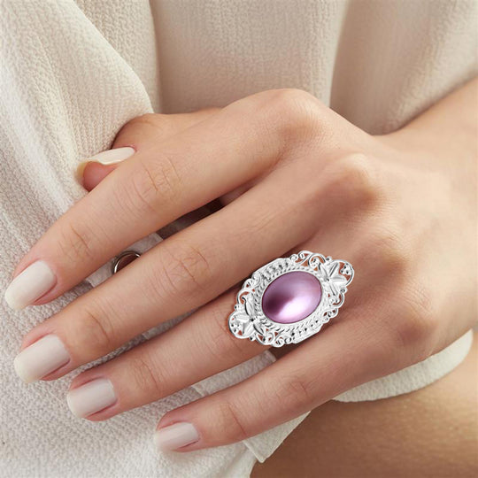 D'Joy Royal Bali- Rosa Mabe Perle (16x12mm) Ring in 925 Silber
