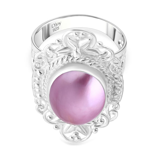 D'Joy Royal Bali- Rosa Mabe Perle (16x12mm) Ring in 925 Silber