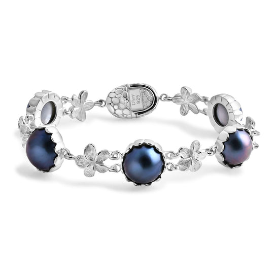 D'Joy Royal Bali- Mabe Perle (8-10 mm) 19cm Armband in 925 Silber