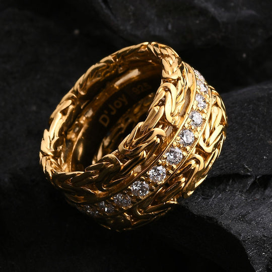SHOPLC EXKLUSIV Royal Bali - Lab Grown Diamant SI-GH Ring 925 Silber (Größe 17.00) 916 Gelbgold Vermeil ca. 0.65 ct