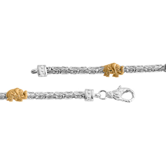 Royal Bali - 925 Silber Zweifarbige Beschichtung Elefant Armband ca. 19 cm ca. 16,14g