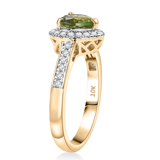 LUXORO AAA Grüner Turmalin, Weißer Diamant Ring 417 Gold (Größe 17.00) (10-16 Werktage Lieferzeit) ca. 1,80 ct