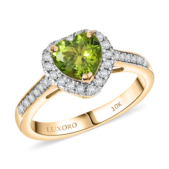 LUXORO AAA Grüner Turmalin, Weißer Diamant Ring 417 Gold (Größe 17.00) (10-16 Werktage Lieferzeit) ca. 1,80 ct