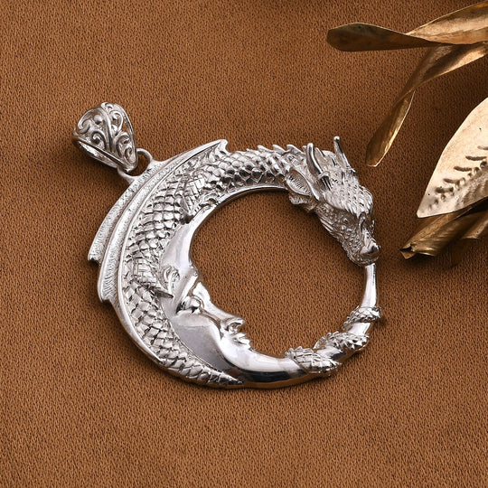 Royal Bali - 925 Silber Drachen mit Mond Anhänger 8,50g