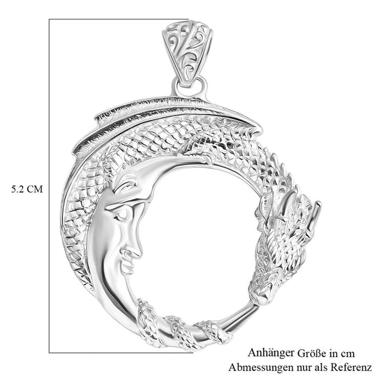 Royal Bali - 925 Silber Drachen mit Mond Anhänger 8,50g
