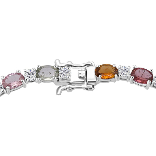 D'Joy AA Mehrfarbig-Turmalin, Moissanit Armband ca. 18.5 cm 925 Silber rhodiniert ca. 10,26 ct.