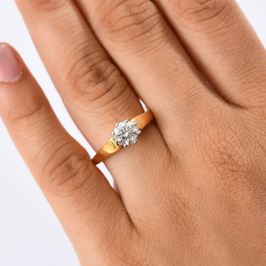 LUXURIANT DIAMOND -Lab Grown Diamant SI-GH Ring 925 Silber Rhodiniert und 750 Gelbgold Vermeil (Größe 20.00) ca. 1.00 ct