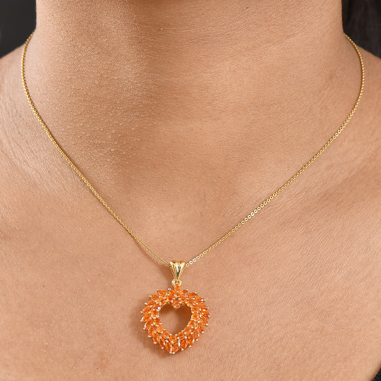 D'Joy AA Salamanca Feueropal Anhänger 925 Silber 750 Gelbgold Vermeil ca. 2,08 ct.
