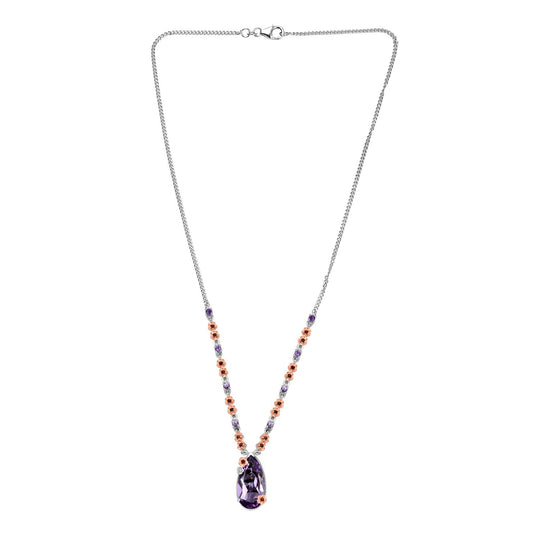 D'Joy AAA Rose De France Amethyst Halskette ca. 45 cm 925 Silber ca. 8,96 ct.