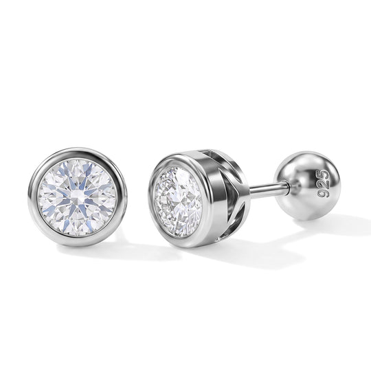 LUXURIANT piekfreie 0,50 ct. Labor Diamant Ohrstecker mit sicherem Schraubverschluss, SGL zertifiziert, VS-EF, 925 Silber mit 750 Roségold Vermeil