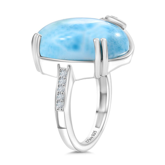 D'Joy Larimar, Weißer Zirkon Ring 925 Silber rhodiniert (Größe 19.00) ca. 18,43 ct