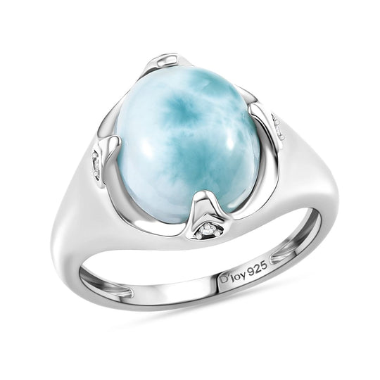 D'Joy Larimar, Weißer Zirkon Ring 925 Silber rhodiniert ca. 5,51 ct