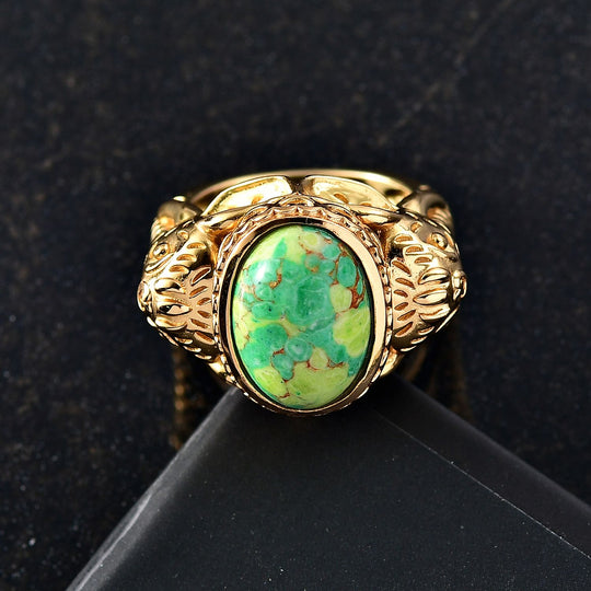 Grünes Türkis Ring Nickelfreies Messing (Größe 17.00) ca. 4,43 ct