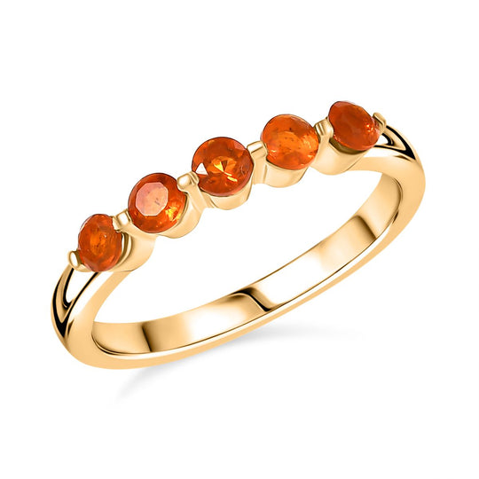 D'Joy AA Salamanca Feueropal Ring 925 Silber 750 Gelb Vergoldet ca. 0,41 ct