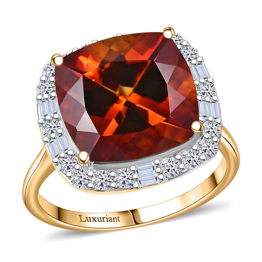 LUXURIANT 6,59 ct. AAA Madeira Citrin und Labor Diamant Ring in 417 Gold