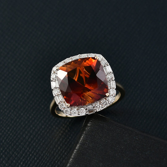 LUXURIANT 6,59 ct. AAA Madeira Citrin und Labor Diamant Ring in 417 Gold