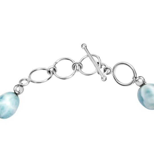 D'Joy AA Larimar und Labor Polki Diamant Armband, ca. 19 cm 925 Silber rhodiniert ca. 75.00 ct