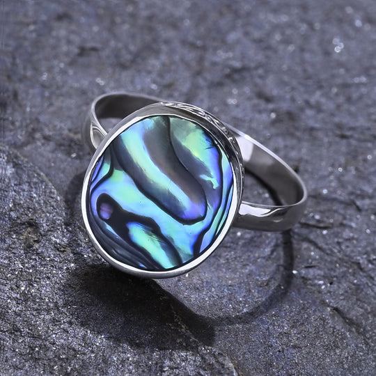 Royal Bali - Abalone Muschel Ring 925 Silber (Größe 18.00) ca.