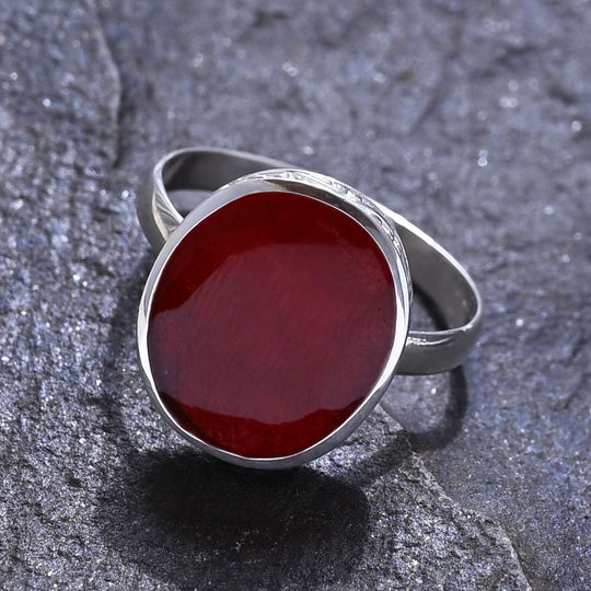 Royal Bali - Koralle Ring 925 Silber (Größe 21.00)