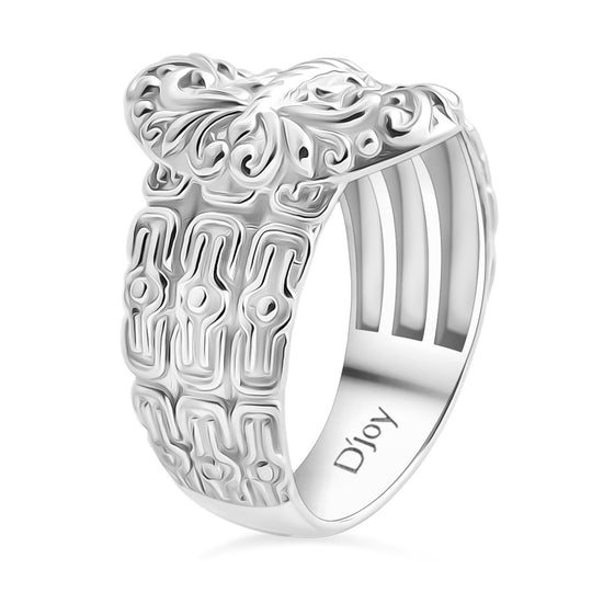 Royal Bali - D Joy 925 Silber Borobudur Schnalle Ring (Größe 17.00) ca. 6,34g