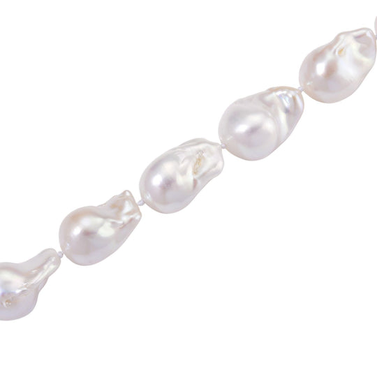 AAAA weiße Süßwasser Barockperle Halskette, 45+5cm, 925 Silber rhodiniert (Perlenröße ca.16-19mm x 24-30mm)