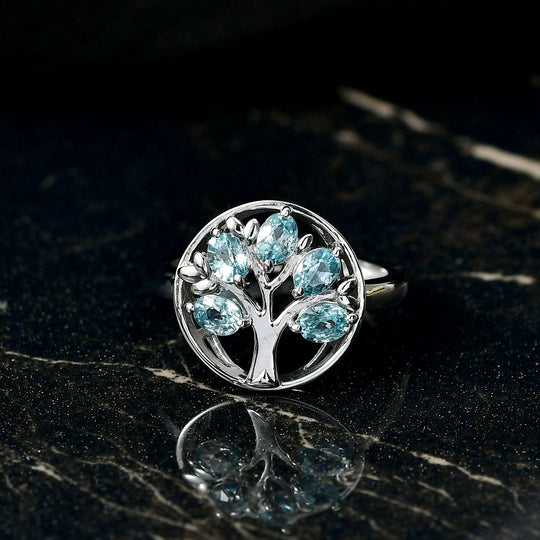D'Joy AA Blauer Zirkon Ring 925 Silber rhodiniert (Größe 21.00) ca. 1,29 ct