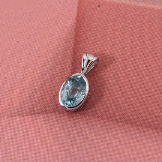 Blauer Zirkon Anhänger 925 Silber rhodiniert ca. 1.24 ct