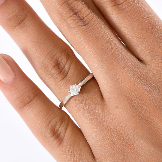Moissanit Ring 925 Silber rhodiniert (Größe 21.00) ca. 0,24 ct