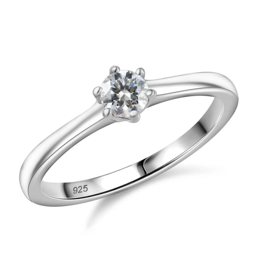 Moissanit Ring 925 Silber rhodiniert (Größe 21.00) ca. 0,24 ct