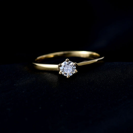 Moissanit Ring 925 Silber Gelbgold Vermeil (Größe 20.00) ca. 0,24 ct
