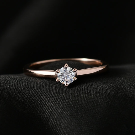 Moissanit Ring 925 Silber Roségold Vermeil (Größe 21.00) ca. 0,24 ct