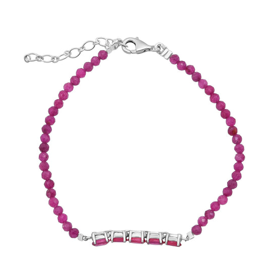 D'joy Blauer Zirkon Armband 18 cm mit 2.5 cm extender, 925 Silber rhodiniert ca. 6.00 ct
