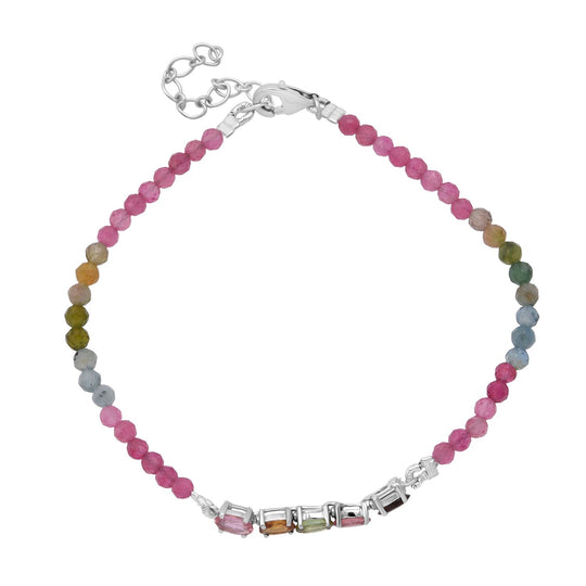 D'joy Blauer Zirkon Armband 18 cm mit 2.5 cm extender, 925 Silber rhodiniert ca. 6.00 ct