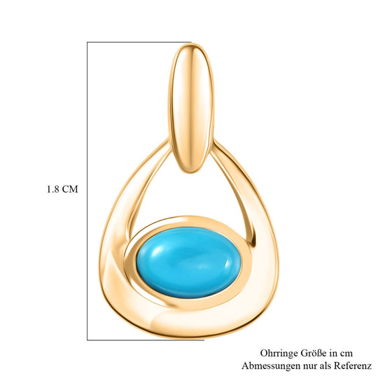 D'Joy Sleeping Beauty Türkis Ohrringe 925 Silber 750 Gelb Vergoldet ca. 0.89 ct