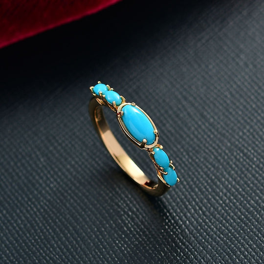 D'Joy AA Sleeping Beauty Türkis Ring 925 Silber 750 Gelbgold Vermeil (Größe 20.00) ca. 0,97 ct