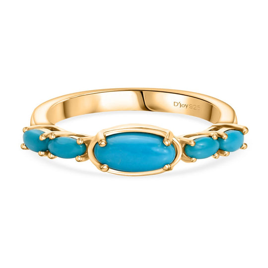 D'Joy AA Sleeping Beauty Türkis Ring 925 Silber 750 Gelbgold Vermeil (Größe 20.00) ca. 0,97 ct