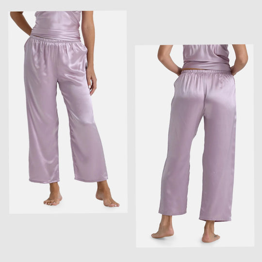 LA MAREY Signature - Seiden-Lounge-Hose aus 100% Maulbeerseide, Größe L, Himmelblau