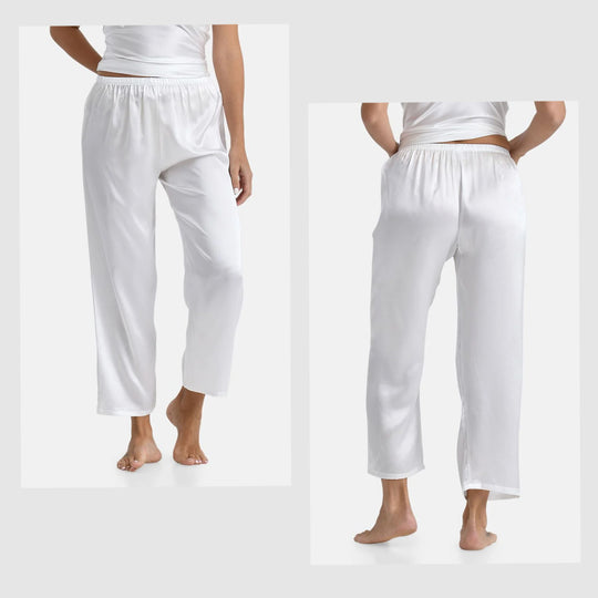 LA MAREY Signature - Seiden-Lounge-Hose aus 100% Maulbeerseide, Größe L, Himmelblau