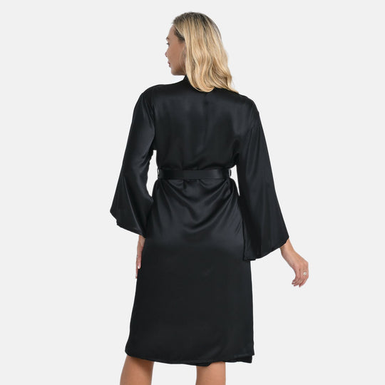 LA MAREY Signature - Kimono lang aus 100% Maulbeerseide, Einheitsgröße, passend für Größe 36-42, Champagner